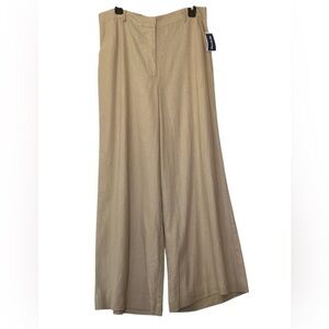 Max Studio NWT Tan Linen Blend Wide Leg High Rise Trousers XL business casual